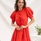 Buttoned Puff-Sleeve Mini Dress