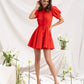 Buttoned Puff-Sleeve Mini Dress