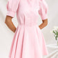 Buttoned Puff-Sleeve Mini Dress