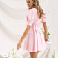 Buttoned Puff-Sleeve Mini Dress
