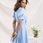 Buttoned Puff-Sleeve Mini Dress