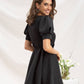Buttoned Puff-Sleeve Mini Dress