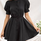 Buttoned Puff-Sleeve Mini Dress
