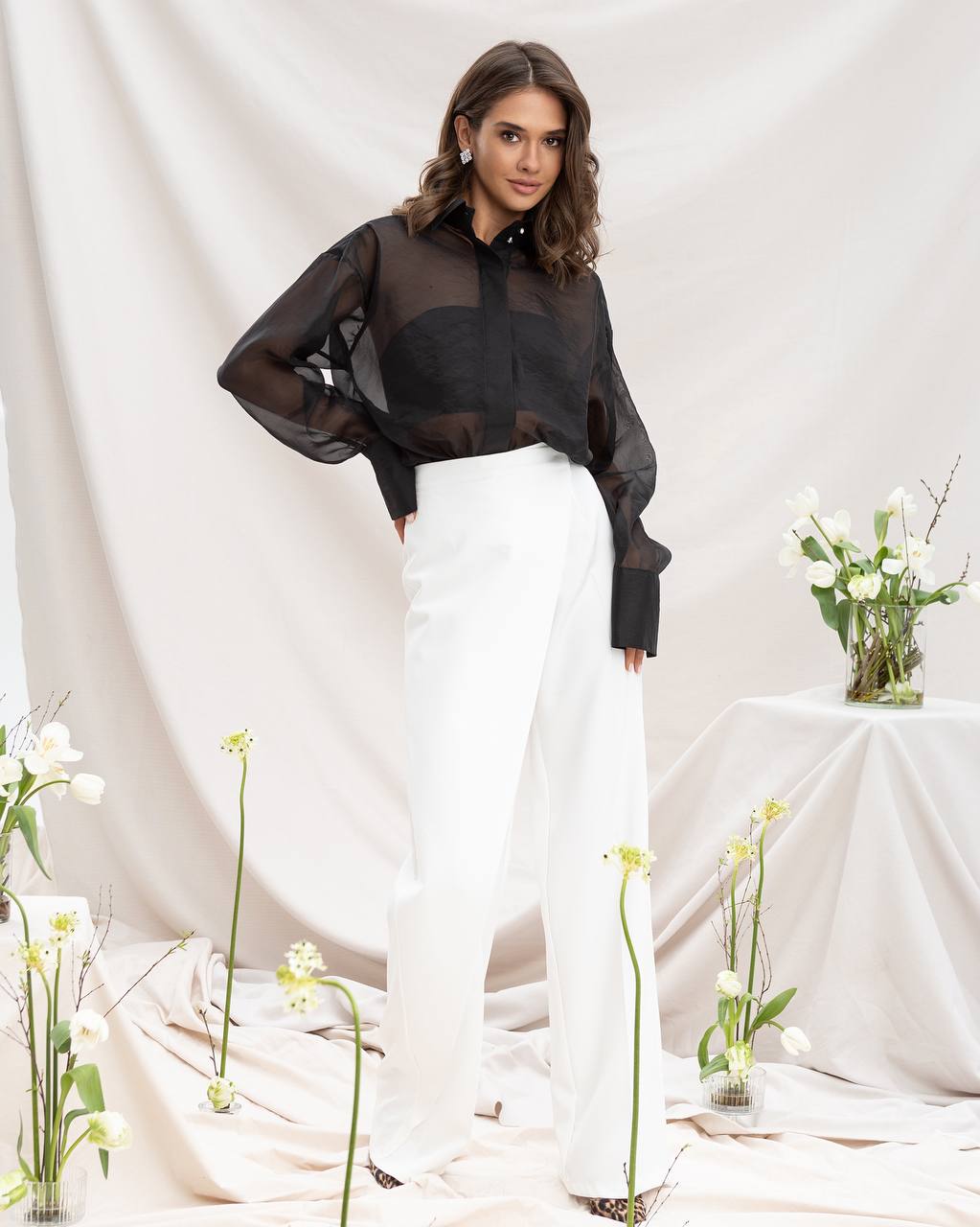 Wrap High Waisted Regular Fit Pants