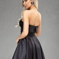 Satin Strapless Flared Mini Dress