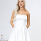 Satin Strapless Flared Mini Dress