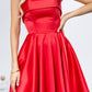 Satin Strapless Flared Mini Dress