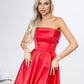 Satin Strapless Flared Mini Dress