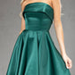 Satin Strapless Flared Mini Dress