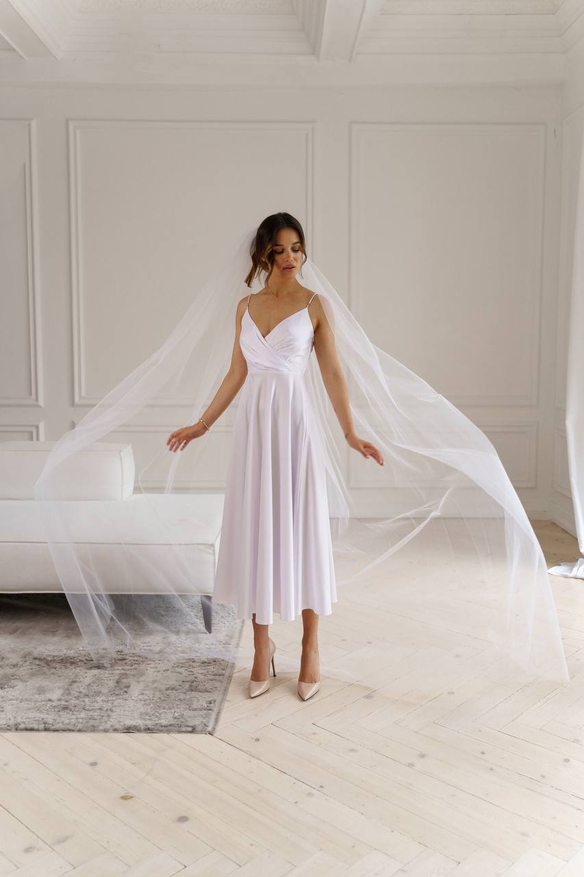 V-neck Satin Midi Dress