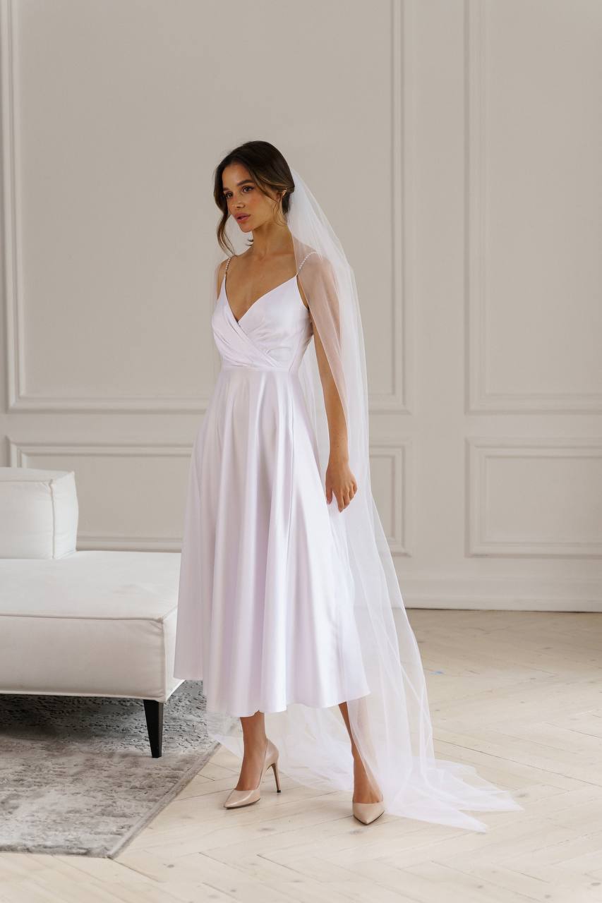 V-neck Satin Midi Dress
