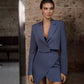 Crop Jacket Asymmetric Skirt Suit 2-Piece