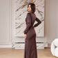 Satin Long-Sleeve Cut-Out Maxi Dress