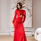 Satin Long-Sleeve Cut-Out Maxi Dress