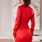 Satin Long-Sleeve Cut-Out Maxi Dress
