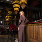 Satin Long-Sleeve Cut-Out Maxi Dress