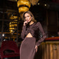 Satin Long-Sleeve Cut-Out Maxi Dress