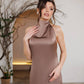 Satin Tie-Neck Halter Maxi Dress