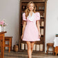 Gloria Collared Puff-Sleeve Mini Dress