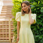 Alexa Round Neck Puff-Sleeve Midi Dress