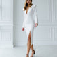 Puff Sleeve V-neck Midi Dress