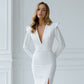 Puff Sleeve V-neck Midi Dress