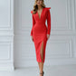 Puff Sleeve V-neck Midi Dress