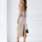 Square Neck Backless Midi Dress