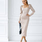 Square Neck Backless Midi Dress