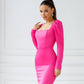 Square Neck Backless Midi Dress