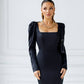 Square Neck Backless Midi Dress
