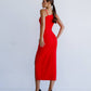 Asymmetric Neckline Midi Dress