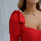 Sweetheart Bow Shoulder Midi Dress