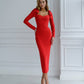 Sweetheart Bow Shoulder Midi Dress