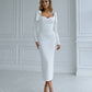 Sweetheart Bow Shoulder Midi Dress