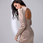 Square Neck Backless Midi Dress
