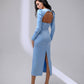 Square Neck Backless Midi Dress
