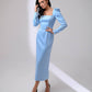 Square Neck Backless Midi Dress
