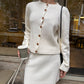 Button Cardigan and Mini Skirt Set