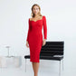 Alexa Queen Anne Neckline Midi Dress