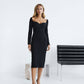 Alexa Queen Anne Neckline Midi Dress