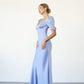 Satin Puff Sleeve Maxi Dress