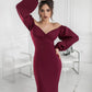 Puff-Sleeve Midi Dress