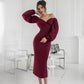 Puff-Sleeve Midi Dress
