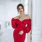Puff-Sleeve Midi Dress