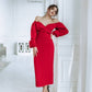 Puff-Sleeve Midi Dress