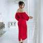 Puff-Sleeve Midi Dress
