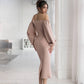 Puff-Sleeve Midi Dress
