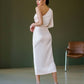 Satin One-Shoulder Cut-Out Midi Dress