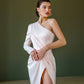 Satin One-Shoulder Cut-Out Midi Dress